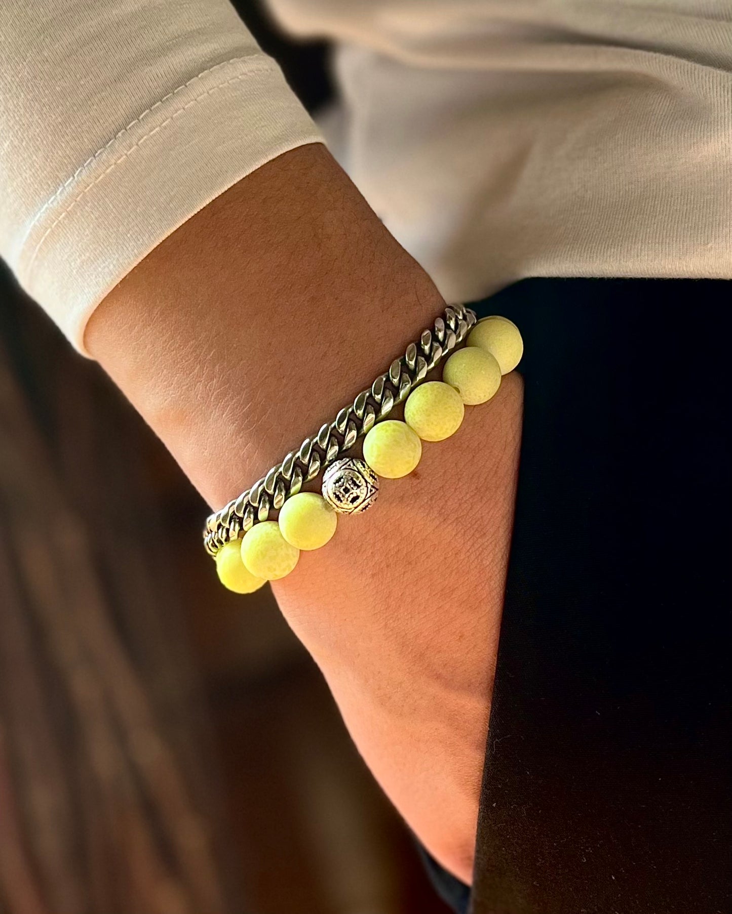 Yellow Lemon Agate Silver